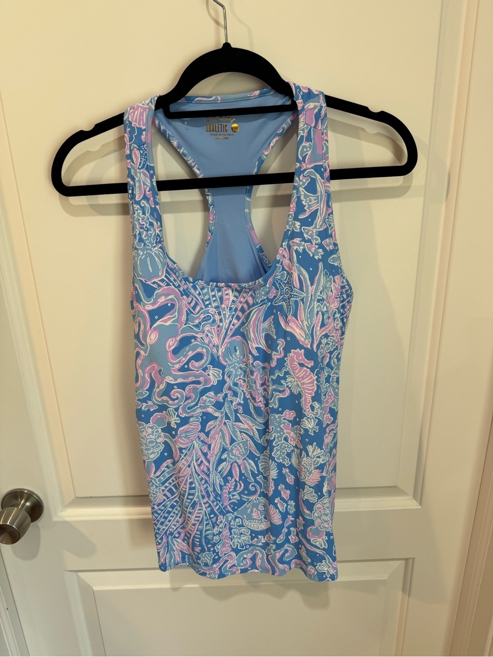 Lilly Pulitzer Athletic Sea Life Print Blue & Lavender Racerback Tank Top